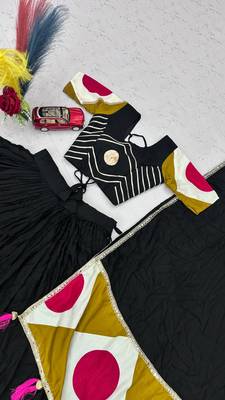 Black Color Gota patti lace & Print Lace Cotton Navratri Lahenga Choli Set 4