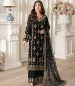 Black Color Embroidery And  Sequence Work Faux Georgette Salwar Suit