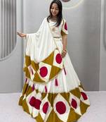 White Gota patti lace & Print Lace Cotton Navratri Lahenga Choli Set