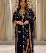 Navy Blue Color Embroidery And  Sequence Work Faux Georgette Salwar Suit