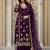 Wine Color Embroidery And  Sequence Work Faux Georgette Salwar Suit