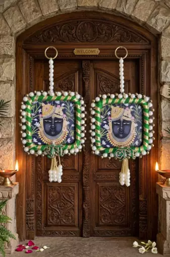 handmade traditional shrinath ji hanging for decoration hanging toran for home decor (pack of 2)