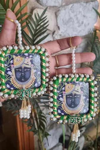 handmade traditional shrinath ji hanging for decoration hanging toran for home decor (pack of 2)