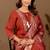 Rust cotton blend embellished kurta set