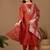 Rust cotton blend embellished kurta set