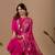 Rani Pink cotton blend embellished kurta set