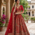red color Embroidered Peacock and thread Real Mirror Handwork Sequins work silk blend Lehenga Choli set