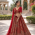 red color Embroidered Peacock and thread Real Mirror Handwork Sequins work silk blend Lehenga Choli set