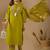 Lime cotton blend embellished kurta set