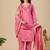 Pink cotton embellished kurta set