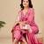 Pink cotton embellished kurta set