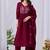Maroon cotton embroidered kurta set