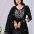 Black cotton embroidered kurta set