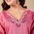 Pink cotton embellished kurta set
