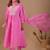 Pink cotton blend embroidered kurta set