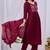 Maroon cotton embroidered kurta set