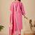 Pink cotton embellished kurta set