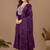 Wine cotton blend embroidered kurta set