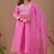 Pink cotton blend embroidered kurta set