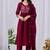 Maroon cotton embroidered kurta set