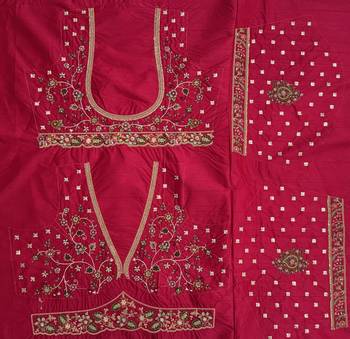 rani pink color Embroidered Peacock and thread Real Mirror Handwork Sequins work silk blend Lehenga Choli set 5