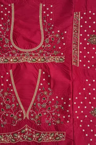 rani pink color Embroidered Peacock and thread Real Mirror Handwork Sequins work silk blend Lehenga Choli set