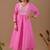 Pink cotton blend embroidered kurta set