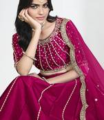 Rani Pink Art Silk Embroidered Lehenga Choli