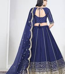 Navy Blue Art Silk Embroidered Lehenga Choli