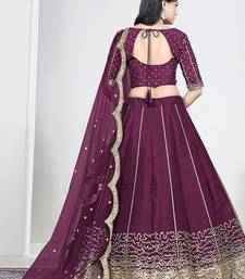 Wine Art Silk Embroidered Lehenga Choli