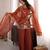 Rust crunshy silk  embroidery party wear sharara suit set