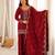Dark maroon roman silk embroidery party wear sharara  suit set