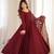 Maroon roman silk embroidery party wear anarkali  suit set
