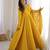 Yellow  roman silk embroidery party wear anarkali  suit set