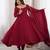 Maroon chanderi silk embroidery party wear anarkali  suit set