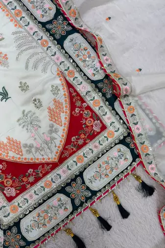 white color embroidery sequences work silk blend salwar suit