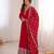 Red vichitra silk embroidery party wear anarkali  gown