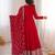 Red vichitra silk embroidery party wear anarkali  gown