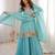 Sky blue soft crunshy silk embroidery sharara suit