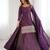 Wine chinon silk embroidery party wear sharara suit set