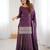 Wine chinon silk embroidery party wear sharara suit set
