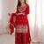 Red fuax georgette embroidery party wear sharara  suit set