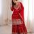 Red fuax georgette embroidery party wear sharara  suit set
