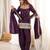 Wine roman  silk embroidery party wear sharara suit set