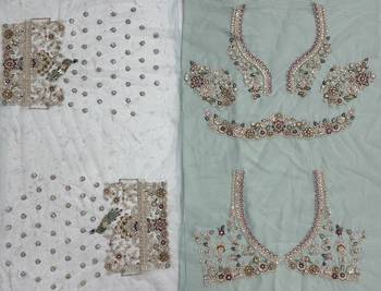 sky blue colour Peacock Embroidery and Sequins and thread work net Lehenga Choli Set 5