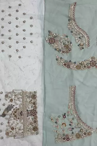 sky blue colour Peacock Embroidery and Sequins and thread work net Lehenga Choli Set