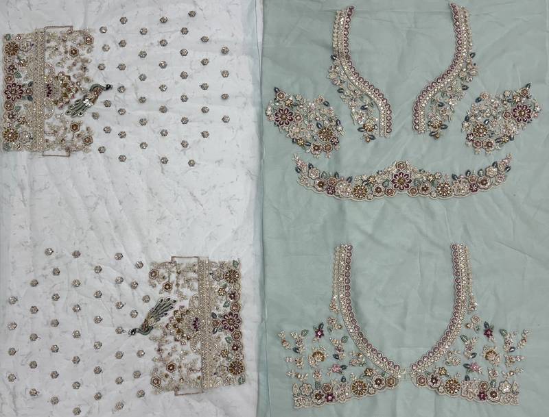 sky blue colour Peacock Embroidery and Sequins and thread work net Lehenga Choli Set