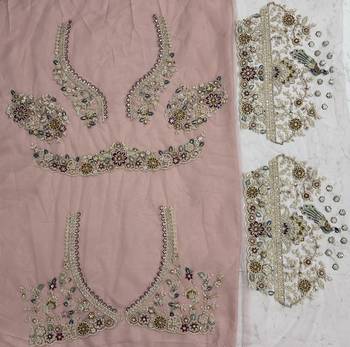 pink colour Peacock Embroidery and Sequins and thread work net Lehenga Choli Set 5