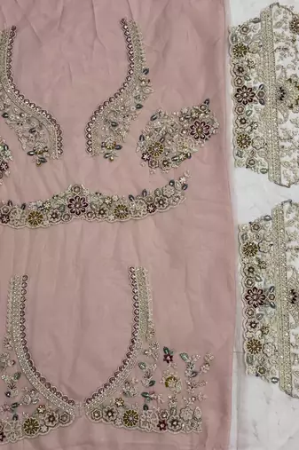 pink colour Peacock Embroidery and Sequins and thread work net Lehenga Choli Set