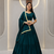 Dark Green Handmade Mirror Work Cotton Navratri Lahenga Choli Set